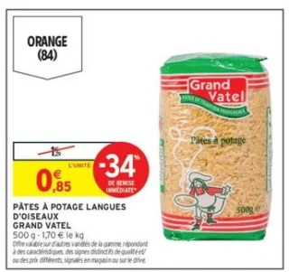 Pâtes à potage langues d'oiseaux Grand Vatel