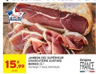 Jambon sec supérieur Charcuterie Gustave Bories