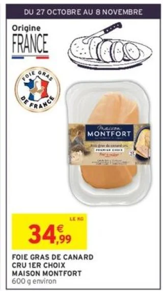 Foie gras de canard cru 1er choix Maison Montfort