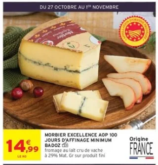 MORBIER EXCELLENCE AOP 100 JOURS D'AFFINAGE MINIMUM BADOZ