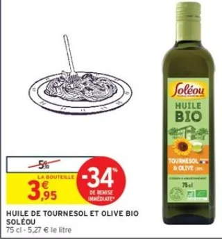 Huile de tournesol et olive bio Soléou