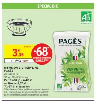 Infusion bio verveine Pagès