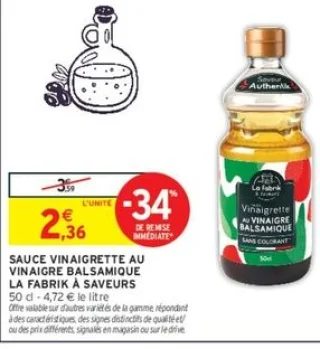 Sauce vinaigrette au vinaigre balsamique La Fabrik à Saveurs