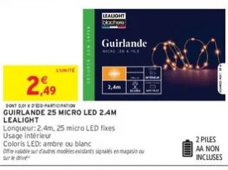 Guirlande 25 micro LED 2,4m Lealight