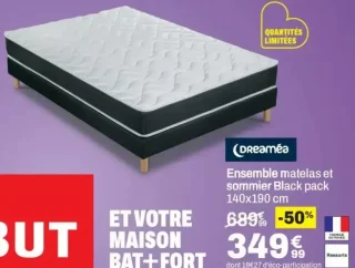 Ensemble matelas et sommier Black pack 140x190 cm Dreamea