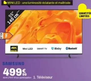 Téléviseur Samsung 55" Mini LED 4K - 1. Téléviseur