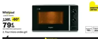 Four micro-ondes grill Whirlpool MWP103SB