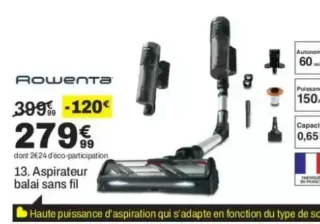 Aspirateur balai sans fil Rowenta