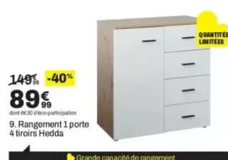 9. Rangement 1 porte 4 tiroirs Hedda