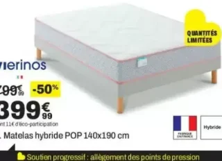4. Matelas hybride POP 140x190 cm Merinos