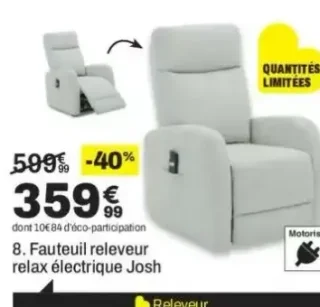 Fauteuil releveur relax électrique Josh