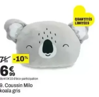 Coussin Milo koala gris