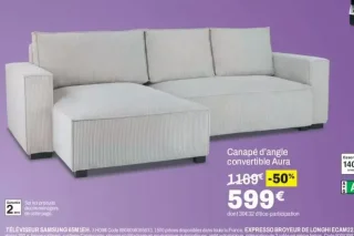 Canapé d'angle convertible Aura