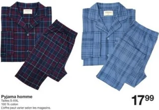 Pyjama homme 100% coton Zeeman
