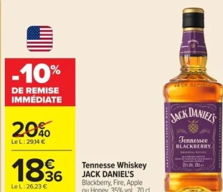 Tennesse Whiskey JACK DANIEL'S Blackberry, Fire, Apple ou Honey