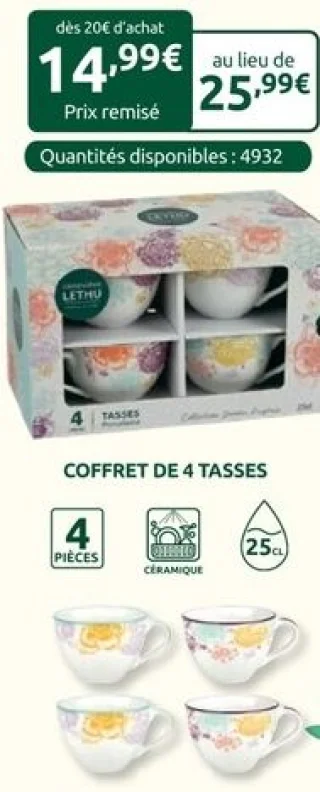 Coffret de 4 tasses Geneviève Lethu