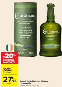 Peated Single Malt Irish Whiskey CONNEMARA Original, 40% vol., 70 cl + étui.