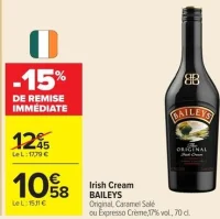 Irish Cream BAILEYS Original, Caramel Salé ou Expresso Crème, 17% vol., 70 cl.