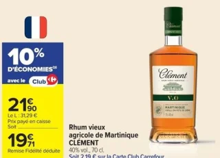 Rhum vieux agricole de Martinique CLÉMENT 40% vol., 70 cl.