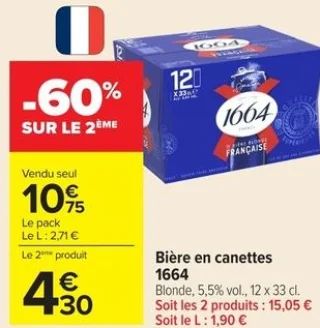 Bière en canettes Blonde 1664 5,5% vol.