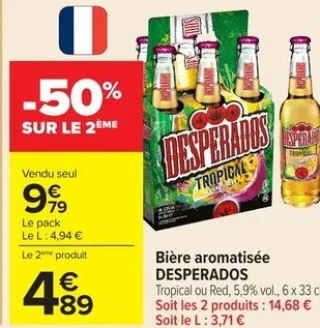 Bière aromatisée Desperados Tropical ou Red 5,9% vol.