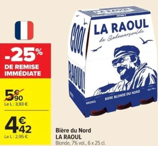 Bière du Nord LA RAOUL Blonde, 7% vol., 6 x 25 cl.