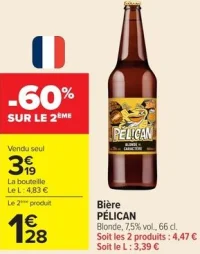 Bière PÉLICAN Blonde, 7,5% vol., 66 cl.