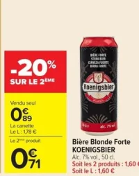 Bière Blonde Forte KOENIGSBIER Alc. 7% vol., 50 cl.