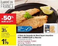 2 filets de limande du Nord façon meunière MSC CARREFOUR Le Marché