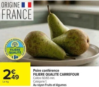Poire conférence FILIERE QUALITE CARREFOUR