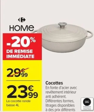 Cocotte ronde basse 4L HOME