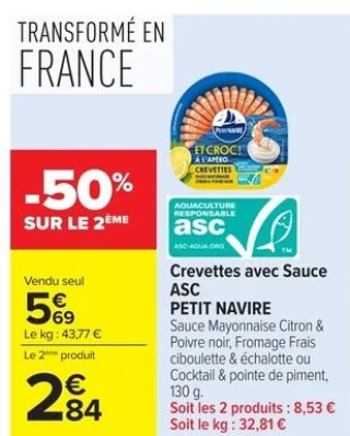Crevettes avec Sauce ASC PETIT NAVIRE