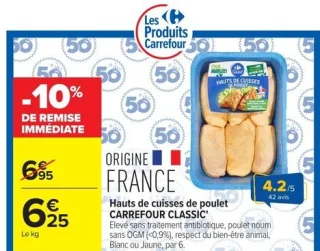 Hauts de cuisses de poulet CARREFOUR CLASSIC'