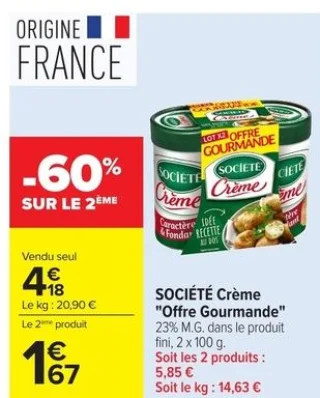 SOCIÉTÉ Crème "Offre Gourmande"