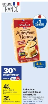 La Raclette Autrement Bonne ENTREMONT Nature et Fruitée