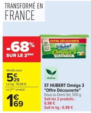 ST HUBERT Oméga 3 "Offre Découverte" Doux ou Demi-Sel, 500 g.