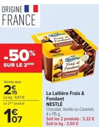 La Laitière Frais & Fondant NESTLÉ Chocolat, Vanille ou Caramel, 4 x 115 g.
