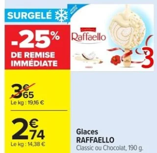 Glaces RAFFAELLO Classic ou Chocolat