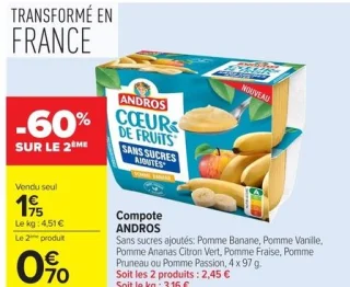 Compote ANDROS Sans sucres ajoutés