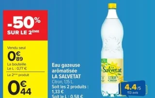 Eau gazeuse aromatisée LA SALVETAT Citron