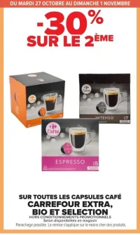 Capsules café Carrefour Extra, Bio et Selection