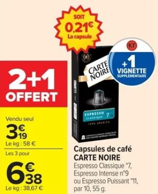 Capsules de café CARTE NOIRE