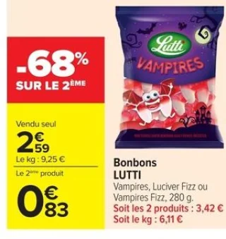 Bonbons LUTTI Vampires, Luciver Fizz ou Vampires Fizz