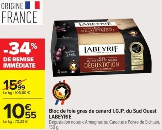 Bloc de foie gras de canard I.G.P. du Sud Ouest LABEYRIE