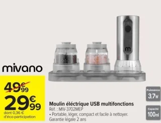 Moulin électrique USB multifonctions Mivano