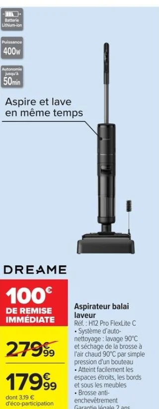 Aspirateur balai laveur H12 Pro FlexLite C Dreame