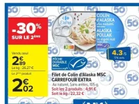 Filet de Colin d'Alaska MSC CARREFOUR EXTRA