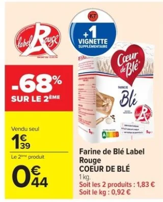 Farine de Blé Label Rouge Coeur de Blé 1 kg