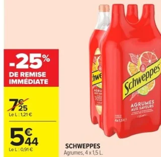 SCHWEPPES Agrumes, 4 x 1,5 L.