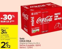 Soda COCA COLA Original ou Cherry, 6 x 20 cl.